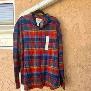 st. john's bay flannel shirt size XxL red multi plaid